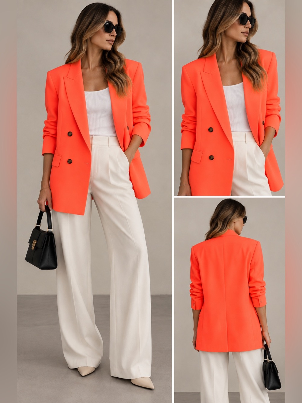 River Island Neon Orange Double-Breasted Blazer